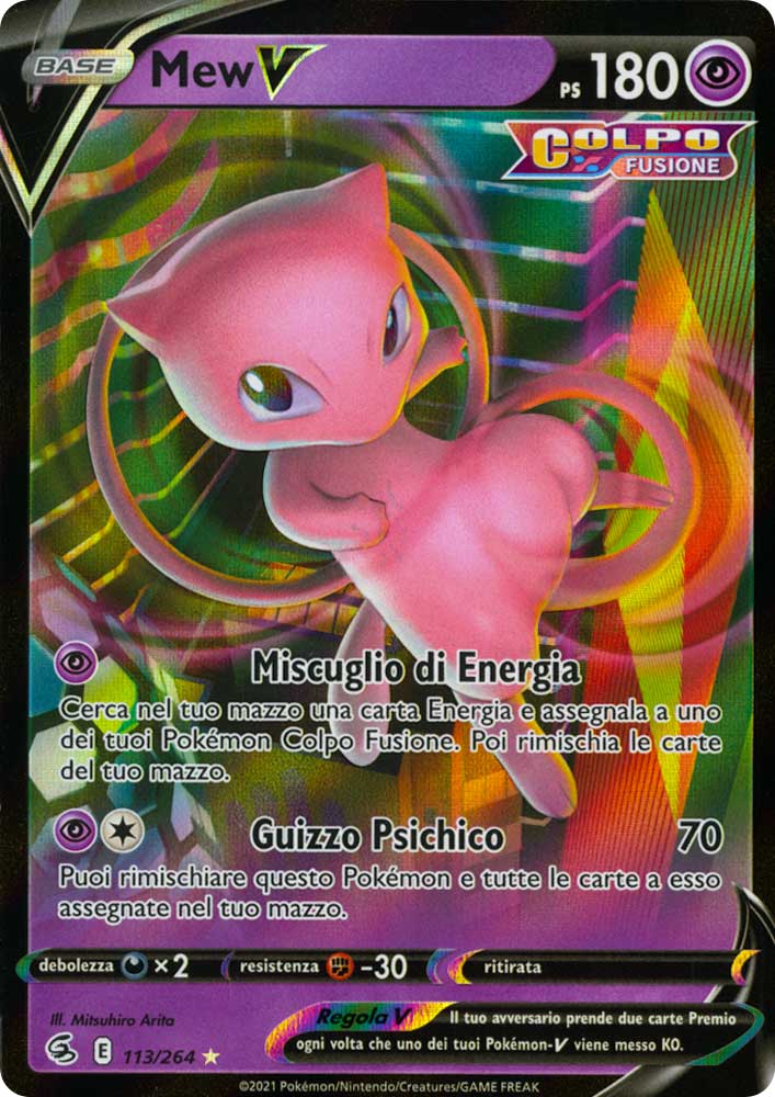 113 / 264 Mew V Rara Holo V foil (IT) -NEAR MINT-