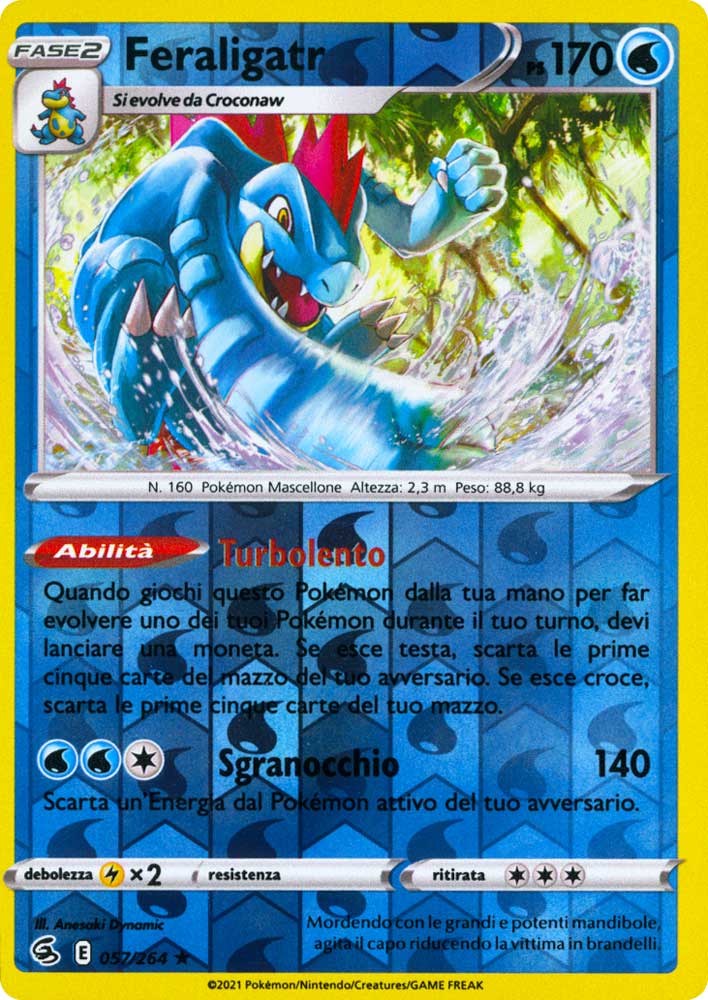 057 / 264 Feraligatr Rara Holo Reverse foil (IT) -NEAR MINT-
