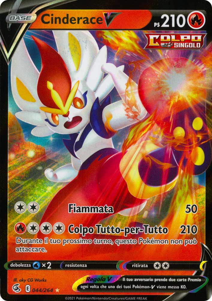 044 / 264 Cinderace V Rara Holo V foil (IT) -NEAR MINT-