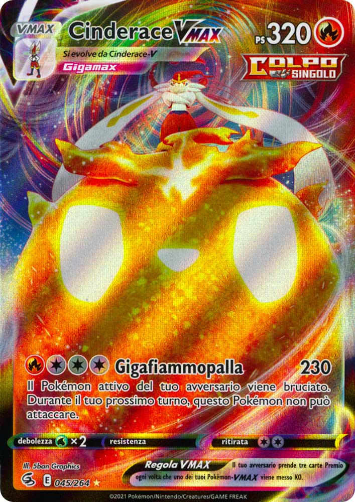 045 / 264 Cinderace VMAX Rara Holo VMAX foil (IT) -NEAR MINT-