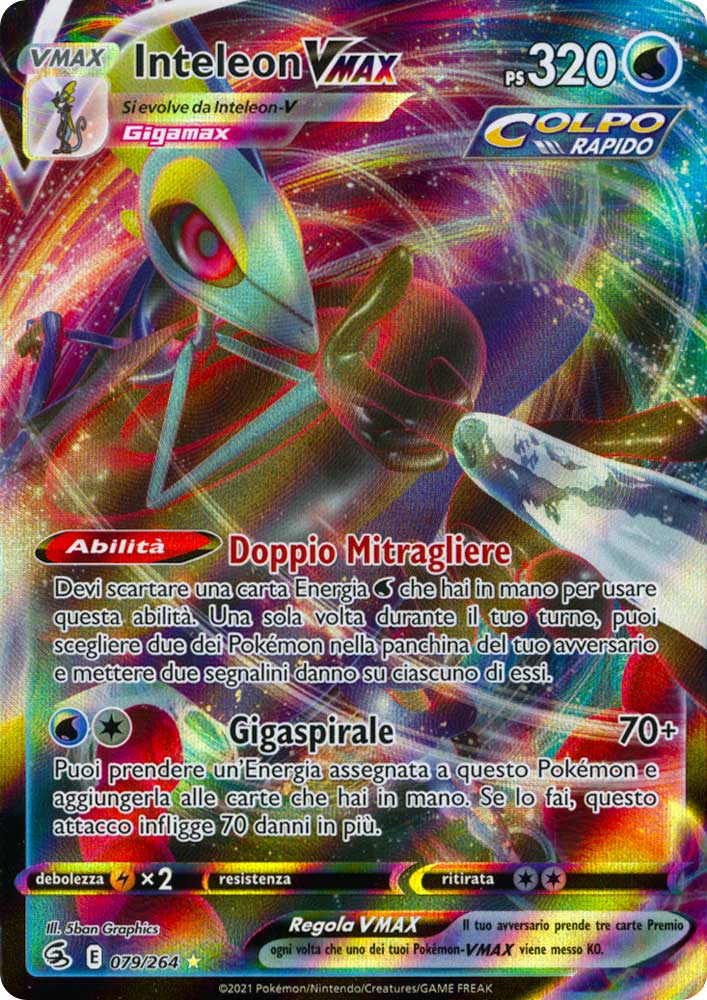 079 / 264 Inteleon VMAX Rara Holo VMAX foil (IT) -NEAR MINT-