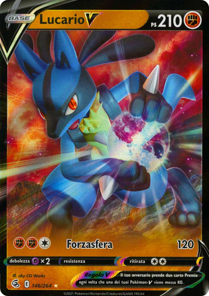 146 / 264 Lucario V Rara Holo V foil (IT) -NEAR MINT-