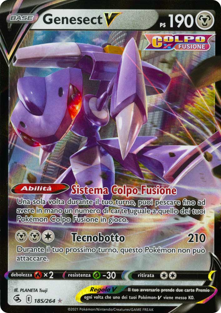 185 / 264 Genesect V Rara Holo V foil (IT) -NEAR MINT-