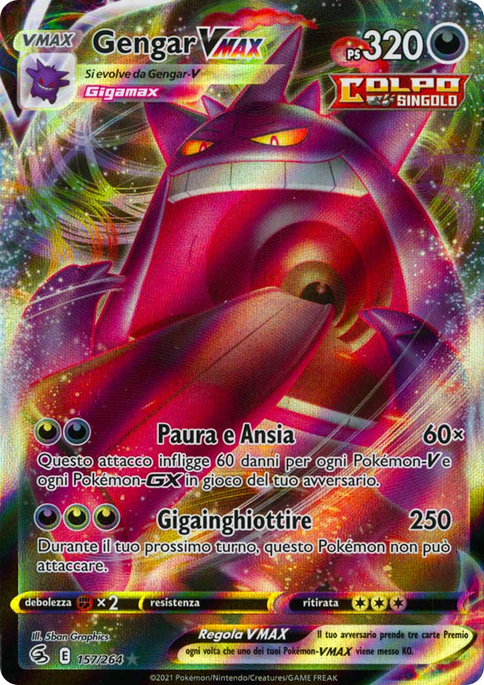 157 / 264 Gengar VMAX Rara Holo VMAX foil (IT) -NEAR MINT-
