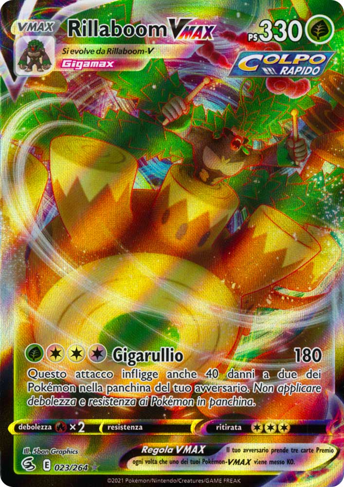 023 / 264 Rillaboom VMAX Rara Holo VMAX foil (IT) -NEAR MINT-