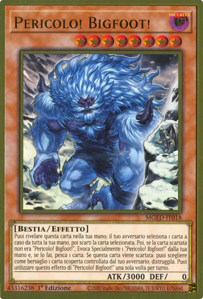 MGED-IT018 Pericolo! Bigfoot! (Alternate Art) premium rara oro 1a Edizione (IT) -NEAR MINT-