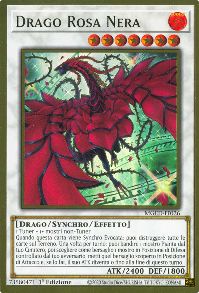 MGED-IT026 Drago Rosa Nera (Alternate Art) premium rara oro 1a Edizione (IT) -NEAR MINT-