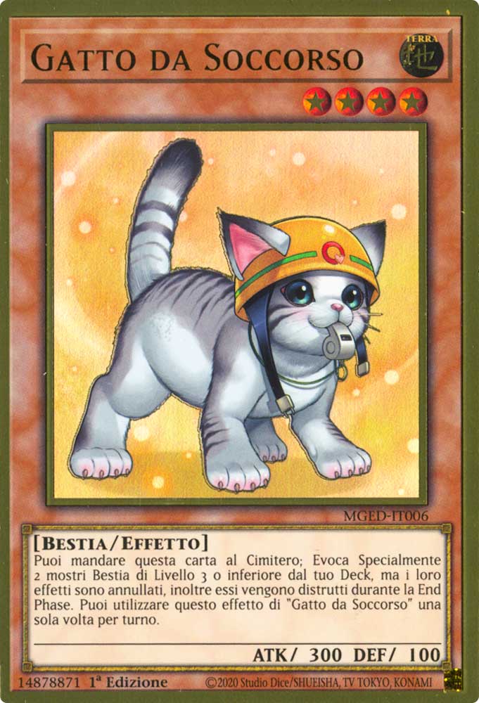 MGED-IT006 Gatto da Soccorso (Alternate Art) premium rara oro 1a Edizione (IT) -NEAR MINT-