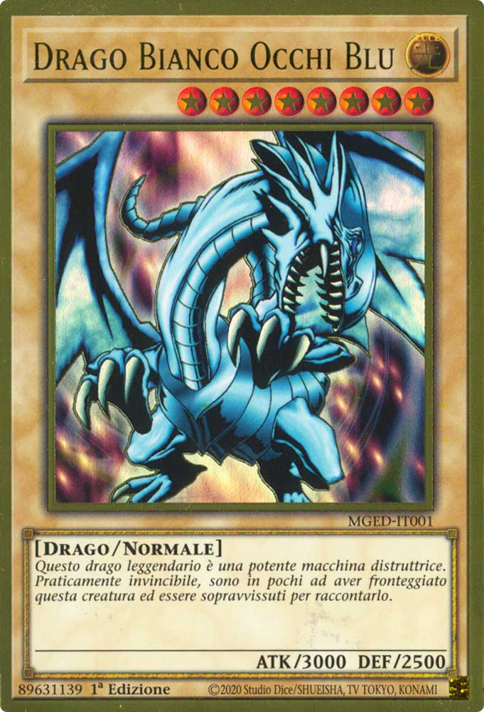 MGED-IT001 Drago Bianco Occhi Blu premium rara oro 1a Edizione (IT) -NEAR MINT-