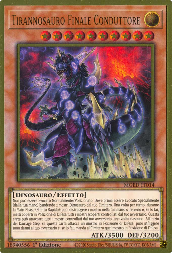 MGED-IT014 Tirannosauro Finale Conduttore premium rara oro 1a Edizione (IT) -NEAR MINT-