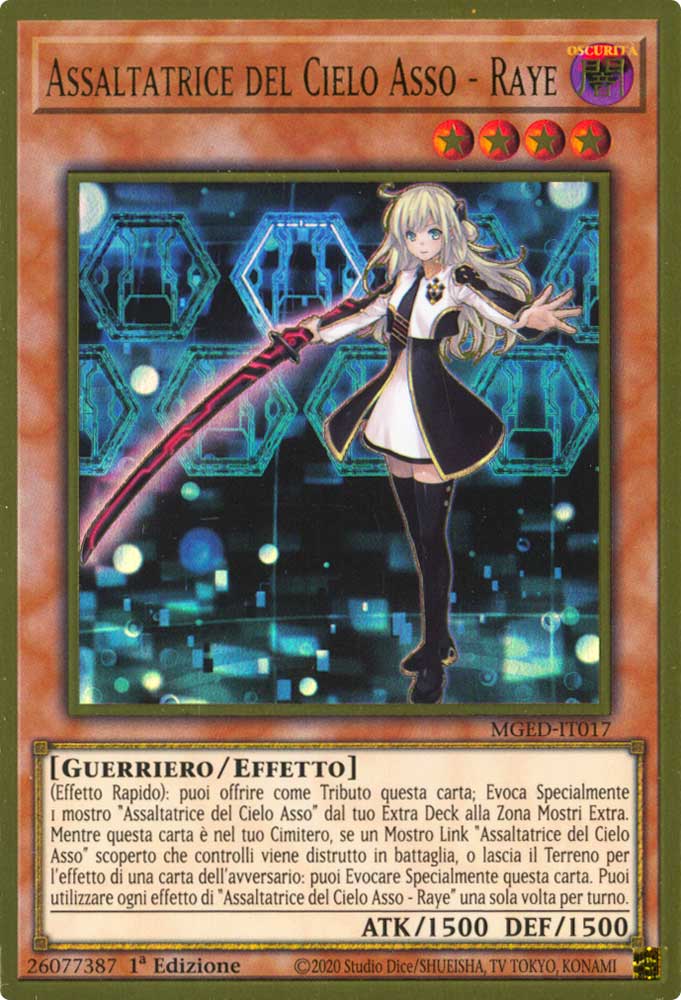 MGED-IT017 Assaltatrice del Cielo Asso - Raye premium rara oro 1a Edizione (IT) -NEAR MINT-