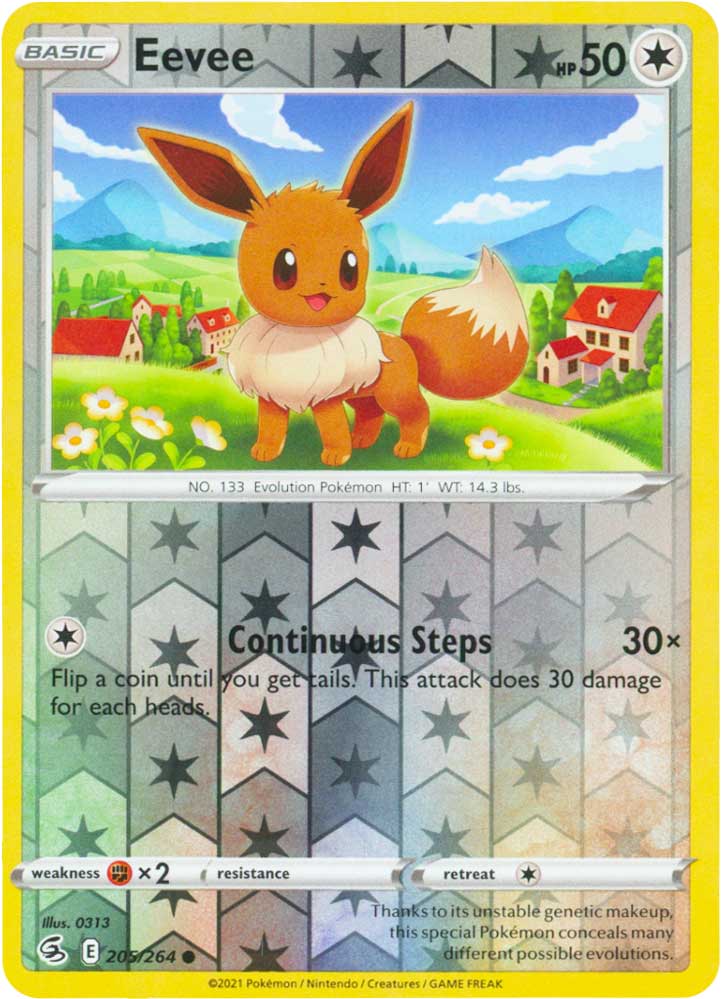 205 / 264 Eevee Comune Reverse foil (EN) -NEAR MINT-