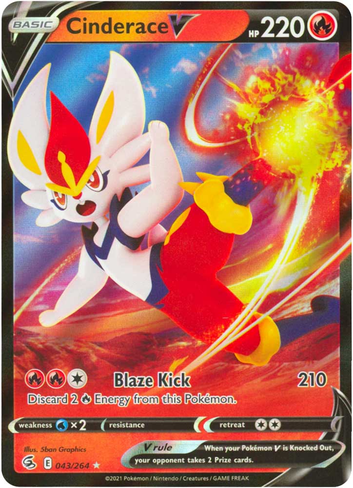 043 / 264 Cinderace V Rara Holo V foil (EN) -NEAR MINT-