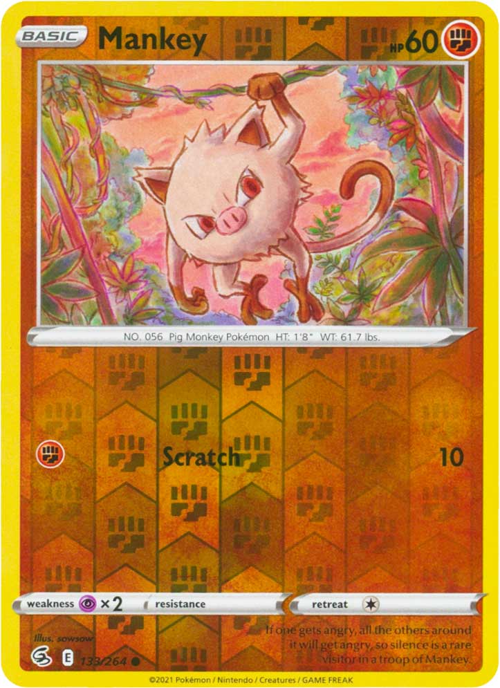 133 / 264 Mankey Comune Reverse foil (EN) -NEAR MINT-