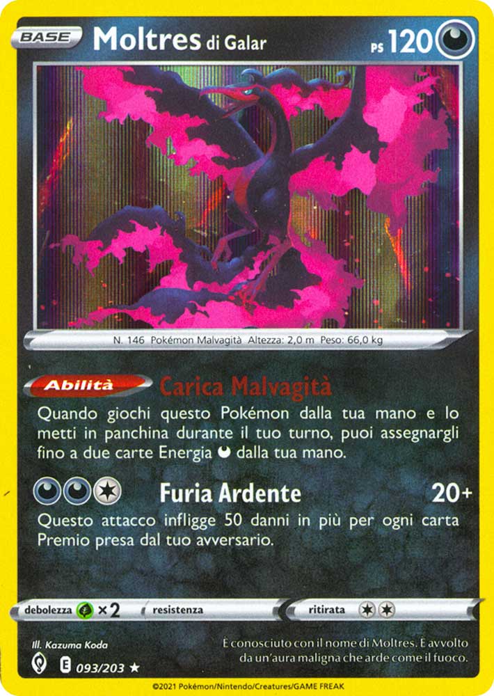 093 / 203 Moltres di Galar Rara Holo foil (IT) -NEAR MINT-