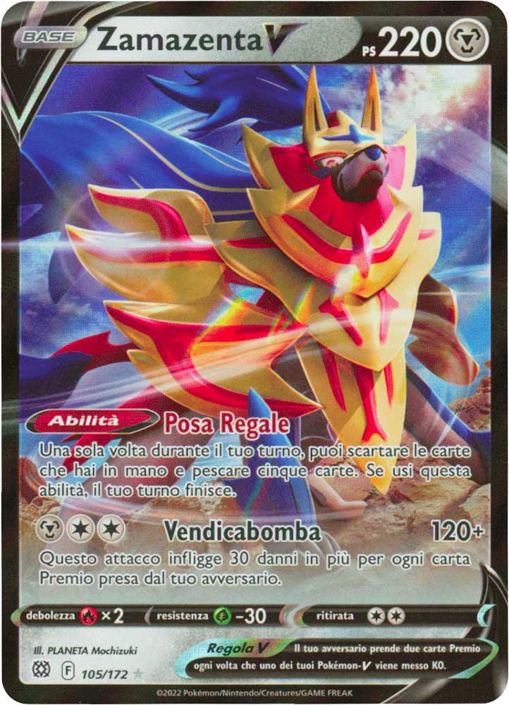 105 / 172 Zamazenta V Rara Holo V foil (IT) -NEAR MINT-