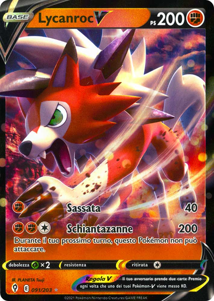 091 / 203 Lycanroc V Rara Holo V foil (IT) -NEAR MINT-