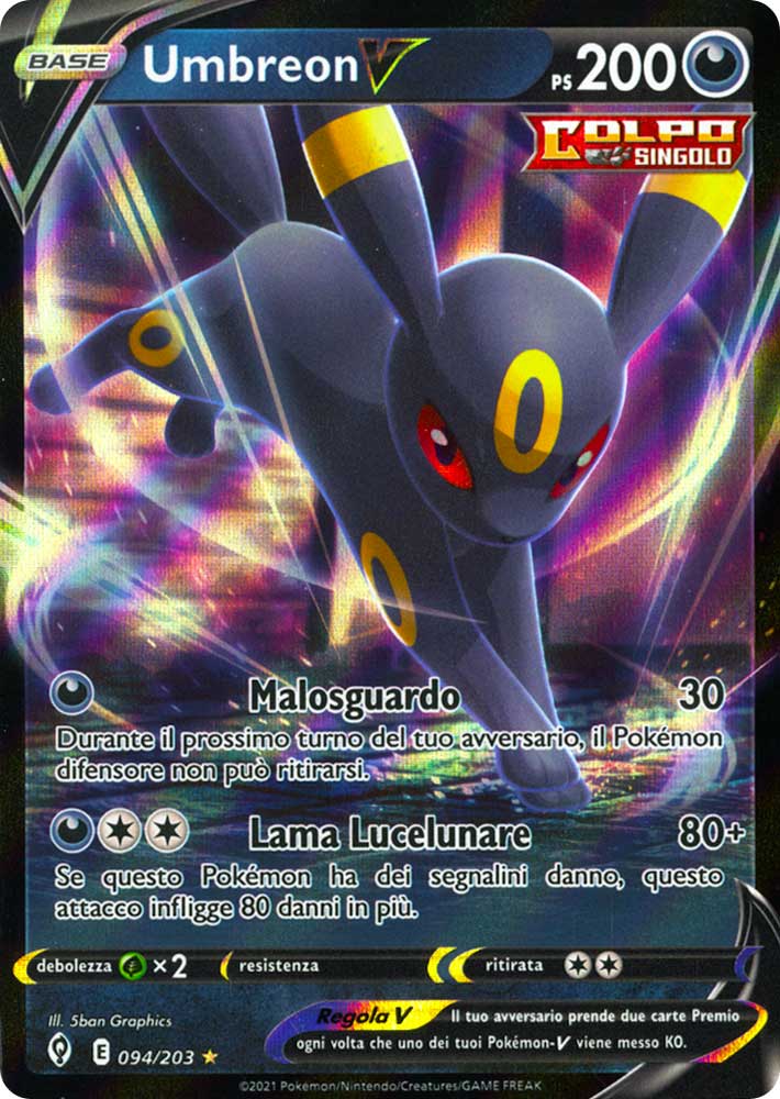 094 / 203 Umbreon V Rara Holo V foil (IT) -NEAR MINT-