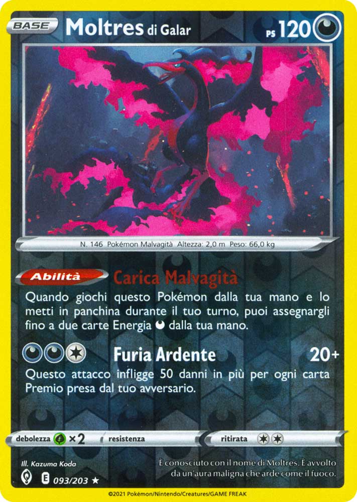 093 / 203 Moltres di Galar Rara Holo Reverse foil (IT) -NEAR MINT-