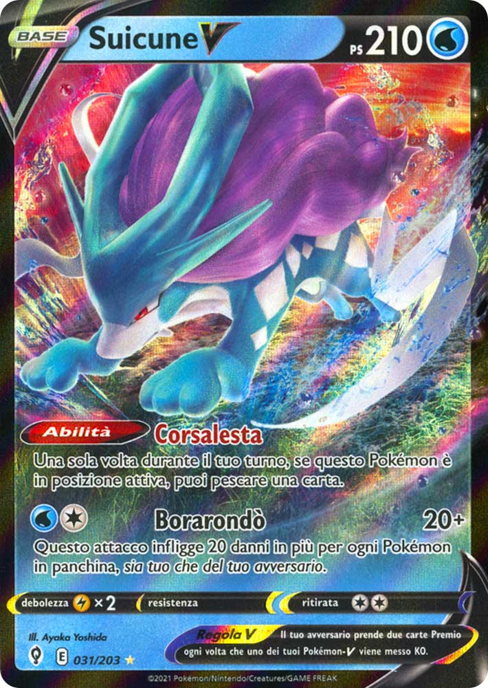 031 / 203 Suicune V Rara Holo V foil (IT) -NEAR MINT-