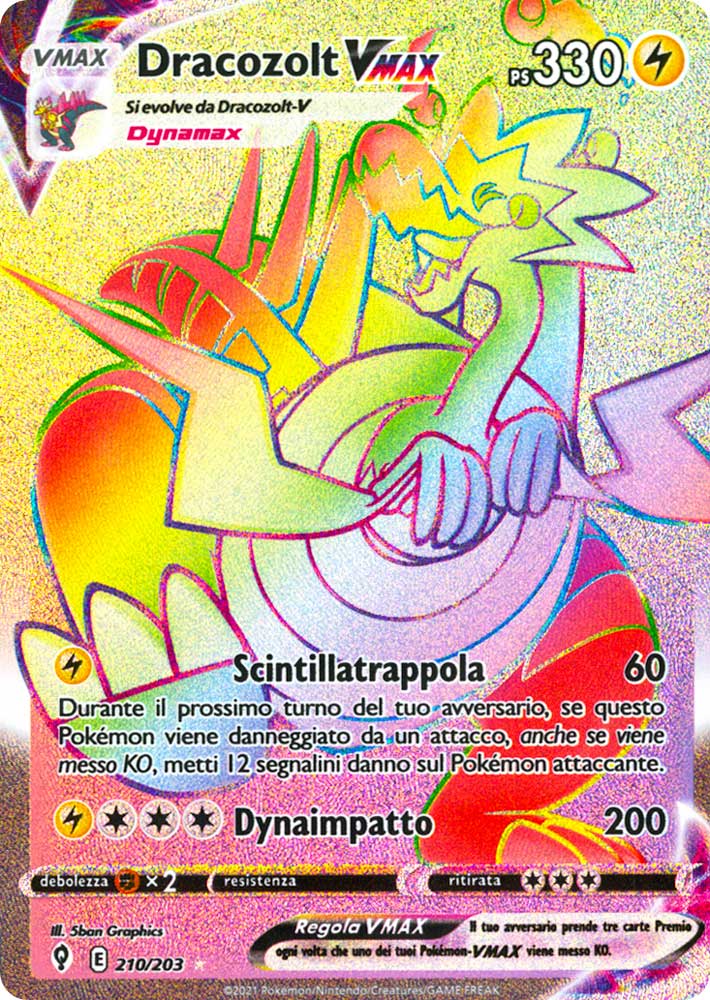210 / 203 Dracozolt VMAX Rara Segreta VMAX Rainbow foil (IT) -NEAR MINT-
