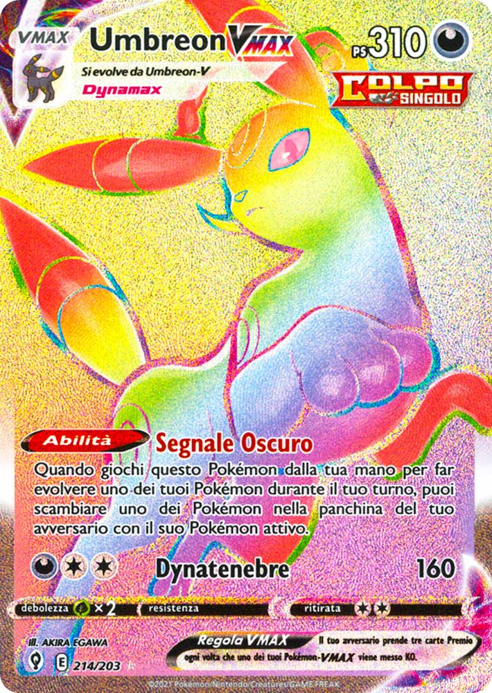 214 / 203 Umbreon VMAX Rara Segreta VMAX Rainbow foil (IT) -NEAR MINT-