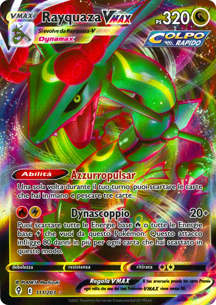 111 / 203 Rayquaza VMAX Rara Holo VMAX foil (IT) -NEAR MINT-