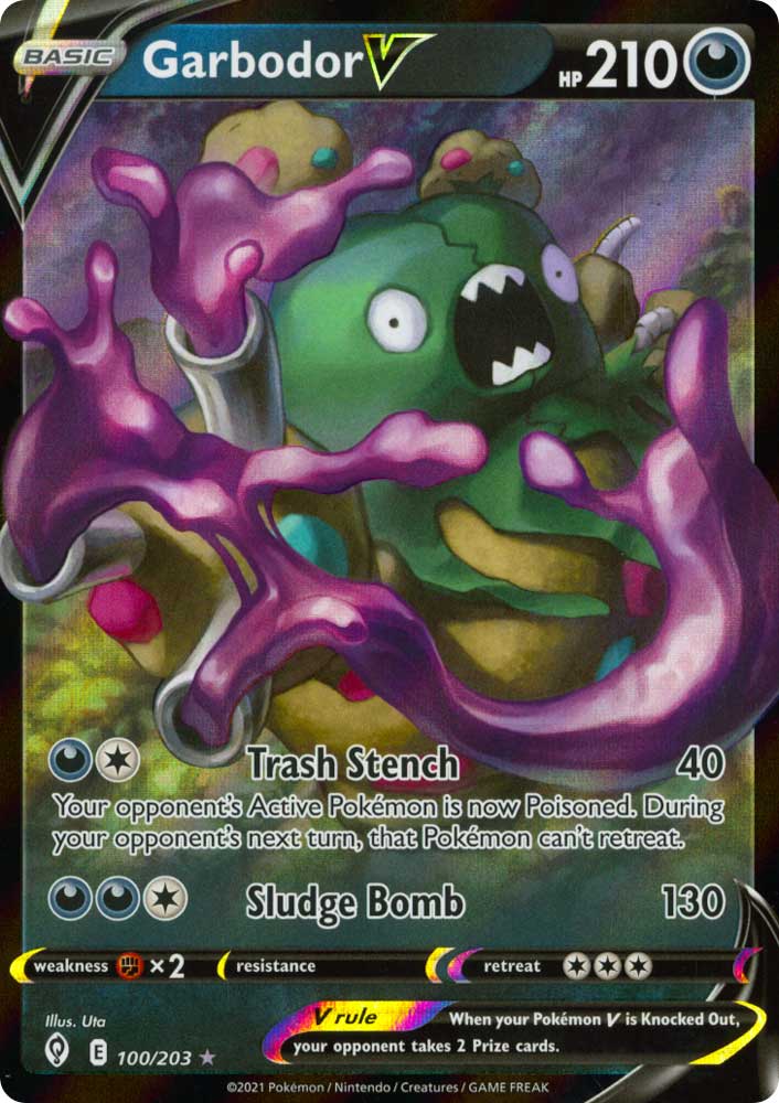 100 / 203 Garbodor V Rara Holo V foil (EN) -NEAR MINT-