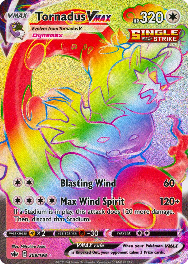 209 / 198 Tornadus VMAX Rara Segreta VMAX Rainbow foil (EN) -NEAR MINT-