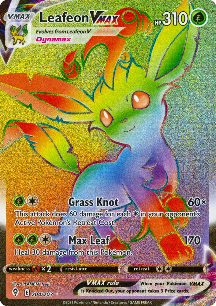 204 / 203 Leafeon VMAX Rara Segreta VMAX Rainbow foil (EN) -NEAR MINT-