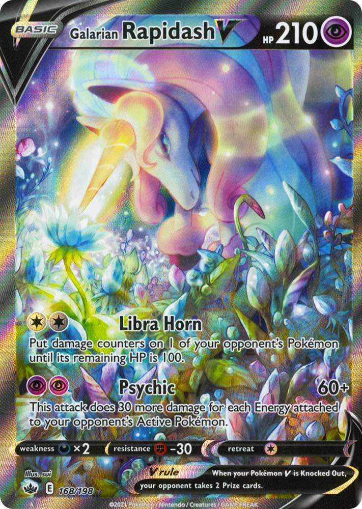 168 / 198 Galarian Rapidash V Ultra Rara V Full Art foil (EN) -NEAR MINT-