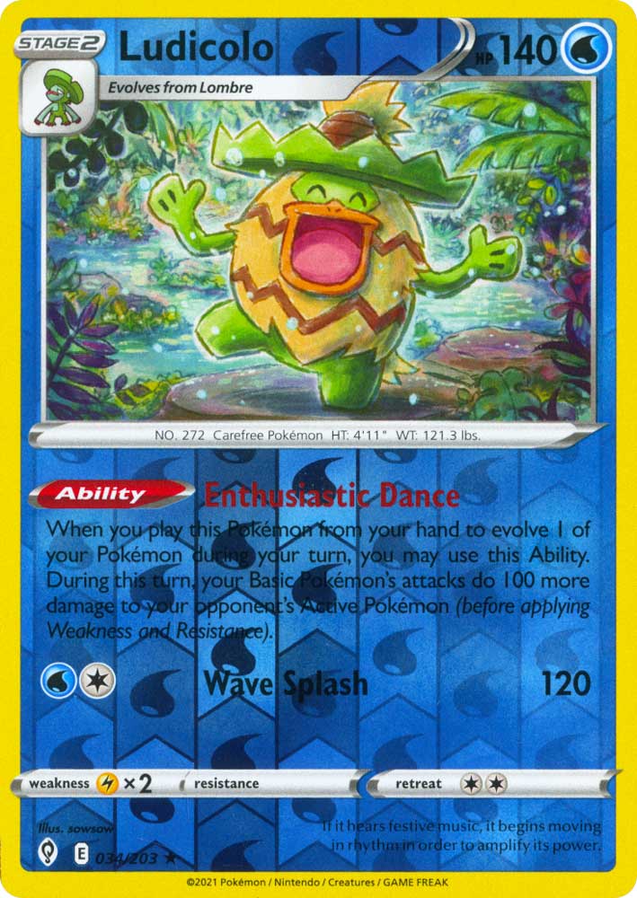 034 / 203 Ludicolo Rara Holo Reverse foil (EN) -NEAR MINT-