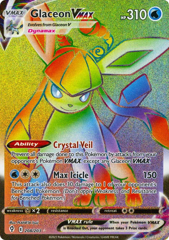 208 / 203 Glaceon VMAX Rara Segreta VMAX Rainbow foil (EN) -NEAR MINT-