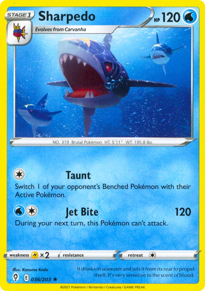 036 / 203 Sharpedo Rara normale (EN) -NEAR MINT-