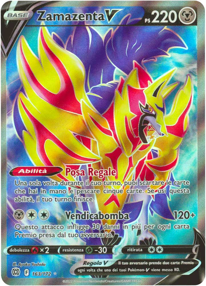 163 / 172 Zamazenta V Ultra Rara V Full Art foil (IT) -NEAR MINT-