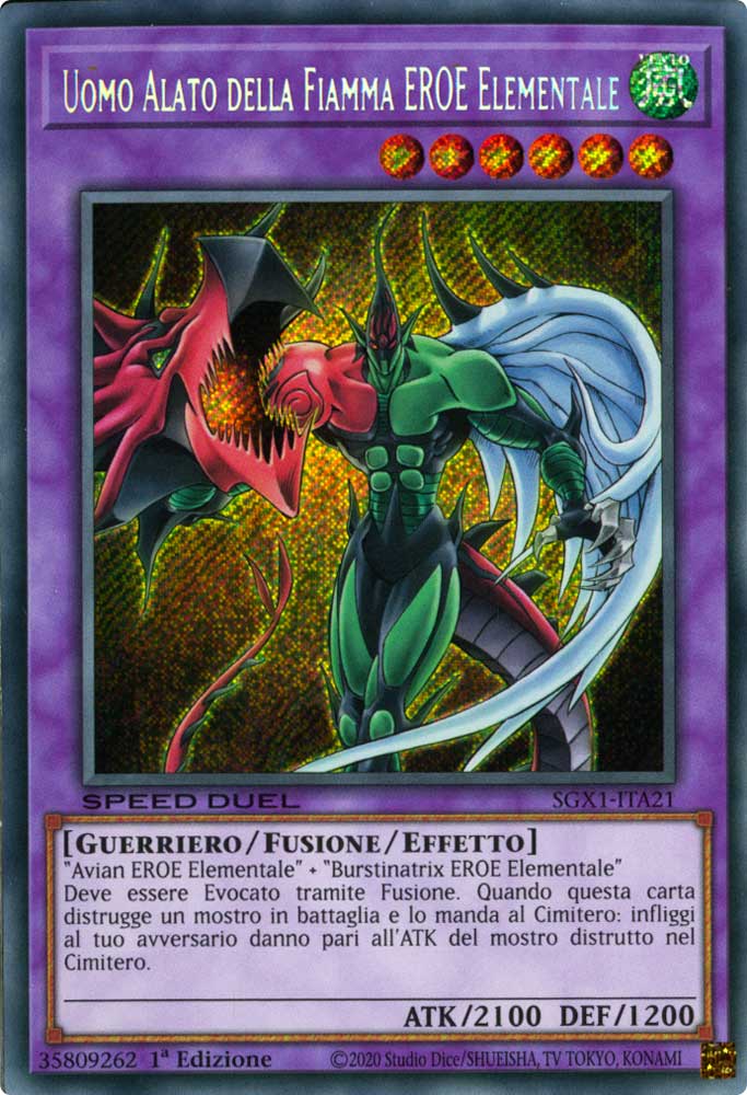SGX1-ITA21 Uomo Alato della Fiamma EROE Elementale rara segreta 1a Edizione (IT) -MINT-