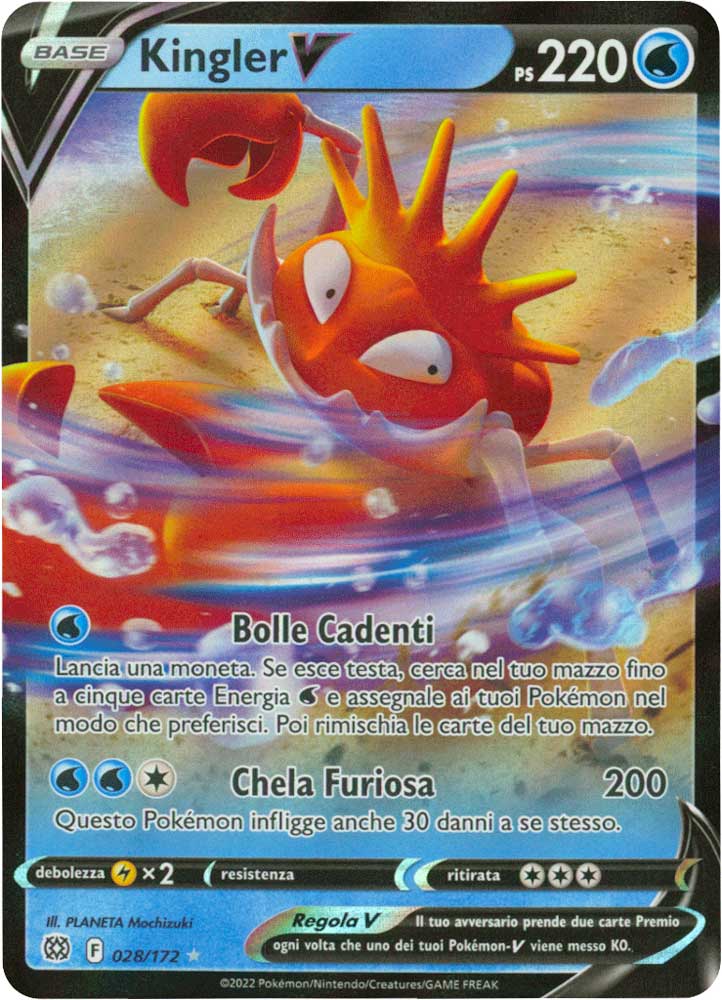 028 / 172 Kingler V Rara Holo V foil (IT) -NEAR MINT-