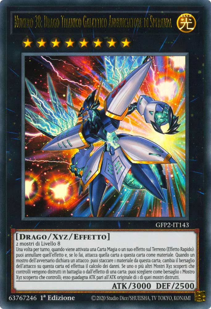 GFP2-IT143 Numero 38: Drago Titanico Galattico Annunciatore di Speranza ultra rara 1a Edizione (IT) -NEAR MINT-