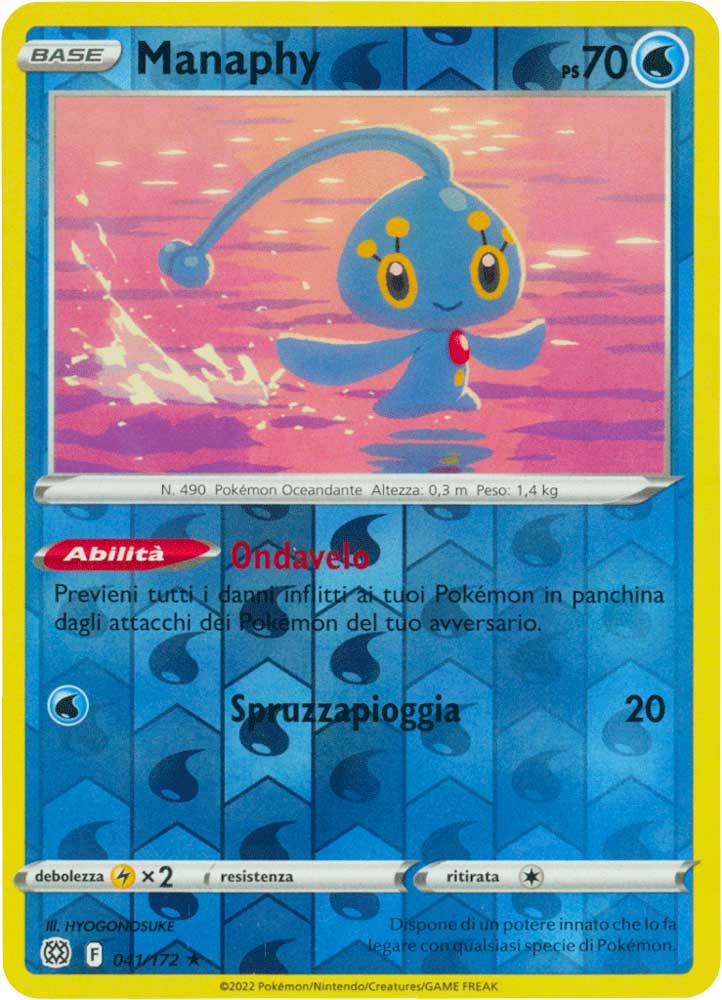 041 / 172 Manaphy Rara Reverse foil (IT) -NEAR MINT-