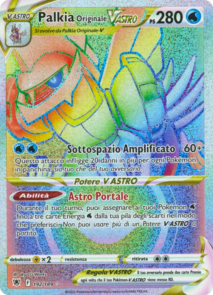 192/189 Palkia Originale VASTRO Rara Segreta V ASTRO Rainbow foil (IT) -NEAR MINT-