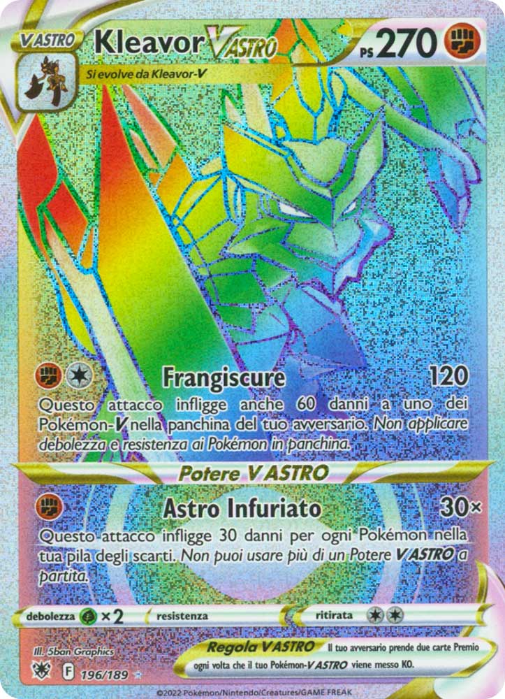 196/189 Kleavor VASTRO Rara Segreta V ASTRO Rainbow foil (IT) -NEAR MINT-