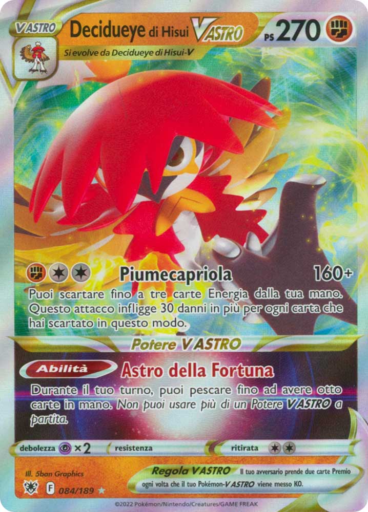 084/189 Decidueye di Hisui VASTRO Rara Holo V ASTRO foil (IT) -NEAR MINT-