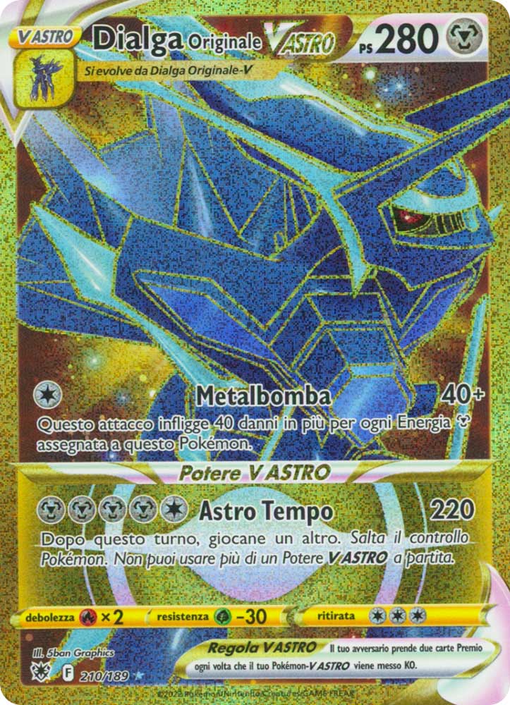 210/189 Dialga Originale VASTRO Rara Segreta Gold foil (IT) -NEAR MINT-