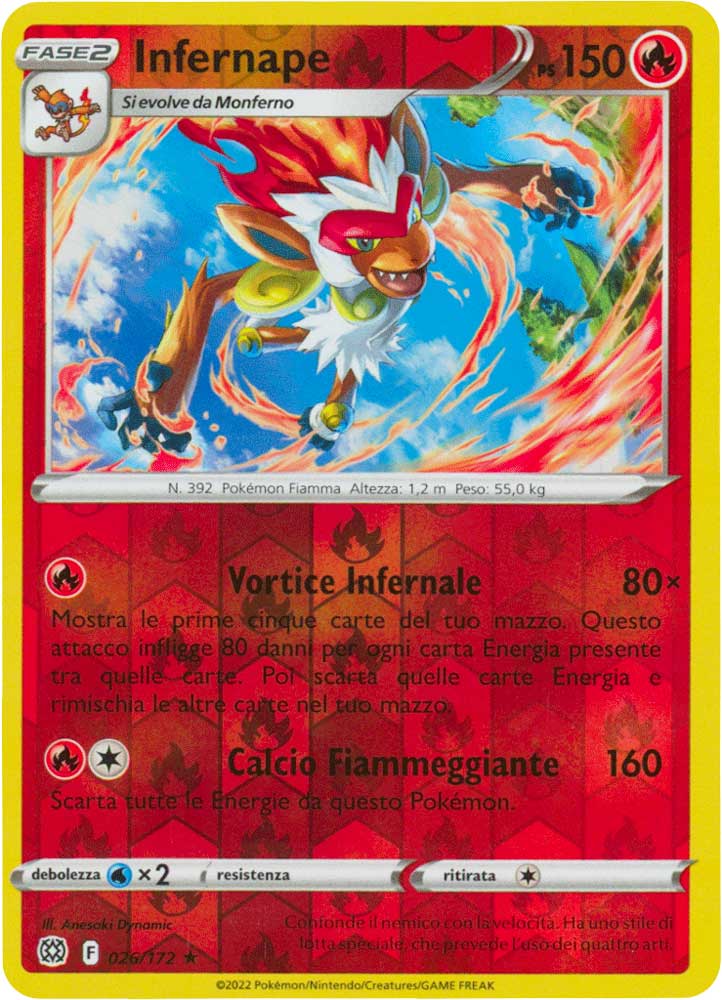 026 / 172 Infernape Rara Holo Reverse foil (IT) -NEAR MINT-