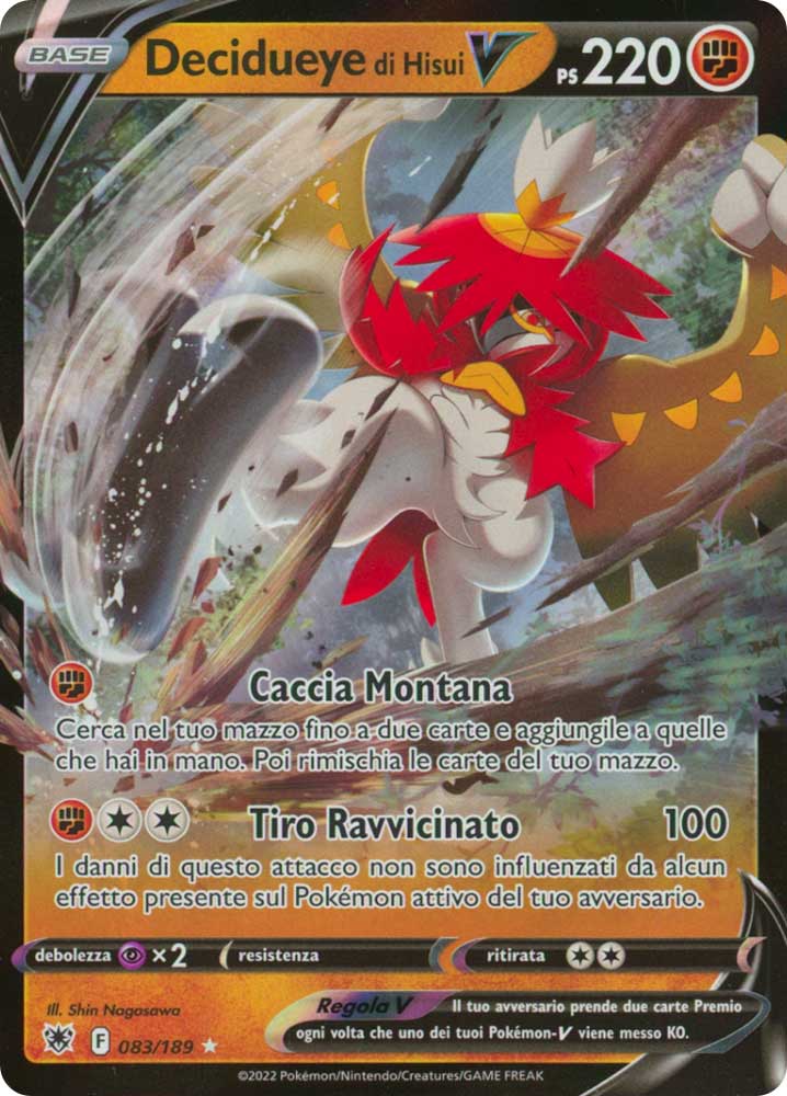 083/189 Decidueye di Hisui V Rara Holo V foil (IT) -NEAR MINT-