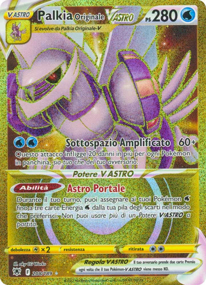 208/189 Palkia Originale VASTRO Rara Segreta Gold foil (IT) -NEAR MINT-