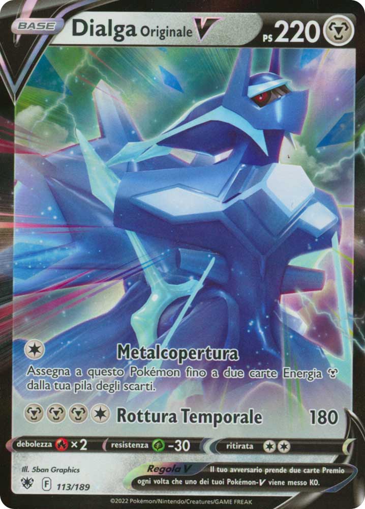 113/189 Dialga Originale V Rara Holo V foil (IT) -NEAR MINT-