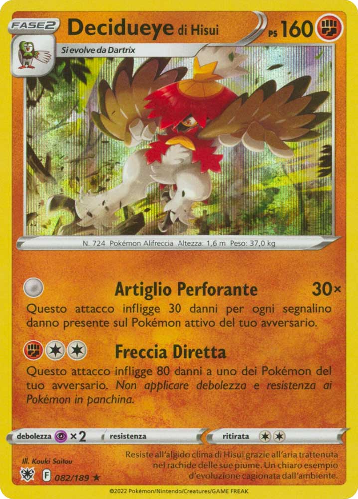 082/189 Decidueye di Hisui Rara foil (IT) -NEAR MINT-