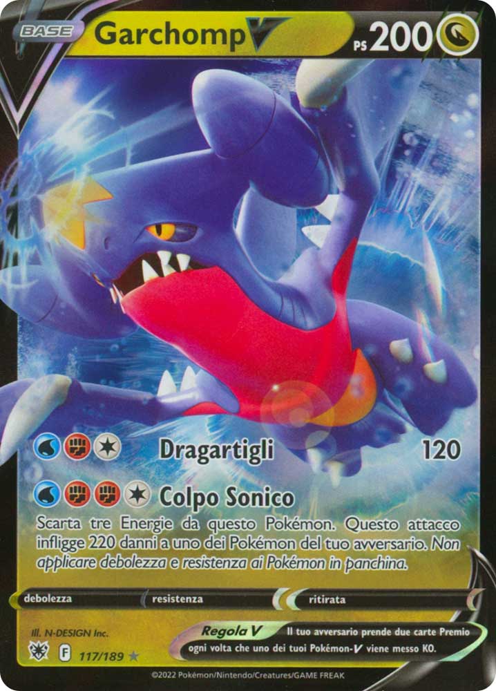 117/189 Garchomp V Rara Holo V foil (IT) -NEAR MINT-