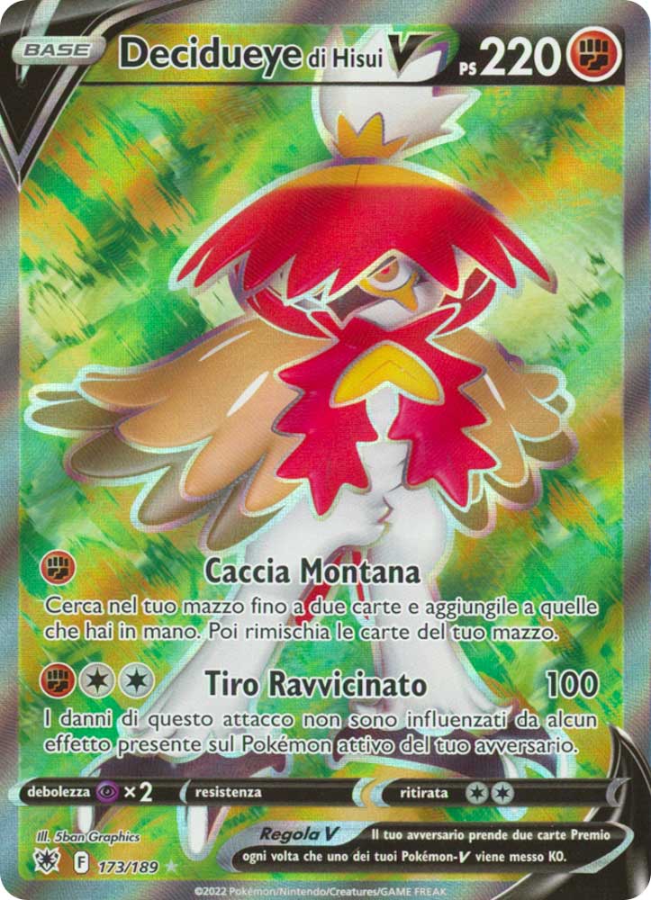 173/189 Decidueye di Hisui V Ultra Rara V Full Art foil (IT) -NEAR MINT-